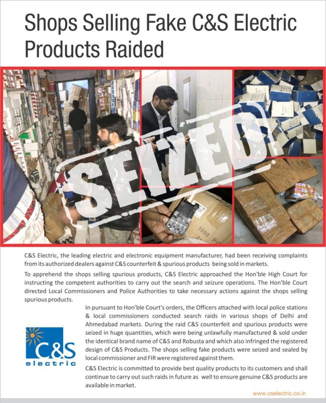 news Shop Selling Fake C&S Electric Products Raided